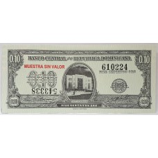 DOMINICAN REPUBLIC 1961 . 0.10 CENTAVOS BANKNOTE . ERROR . INCORRECT SERIALS